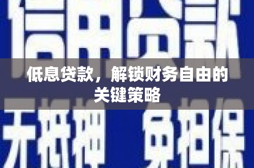 自贡低息贷款，解锁财务自由的关键策略