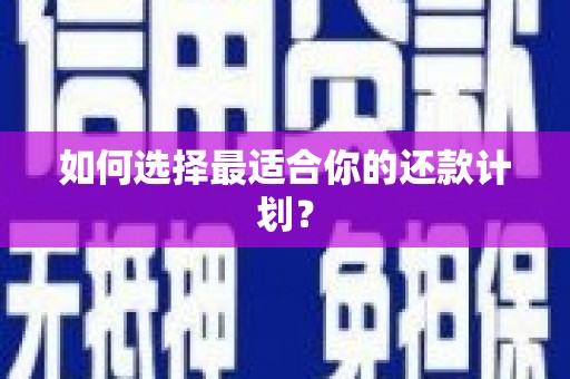 自贡如何选择最适合你的还款计划？