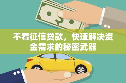 自贡不看征信贷款，快速解决资金需求的秘密武器