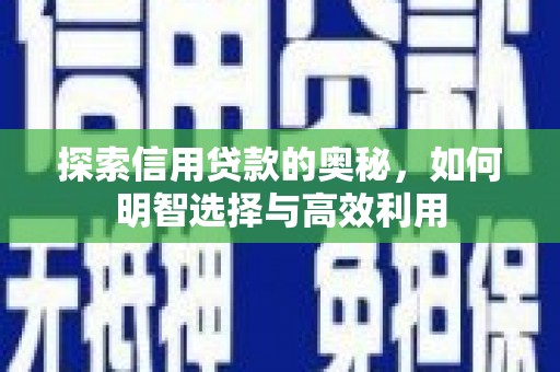 自贡探索信用贷款的奥秘，如何明智选择与高效利用