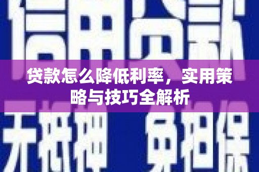 自贡贷款怎么降低利率，实用策略与技巧全解析