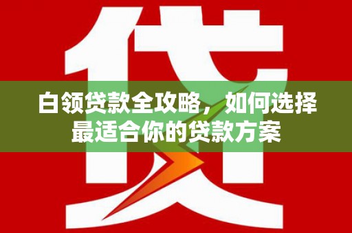 自贡白领贷款全攻略，如何选择最适合你的贷款方案